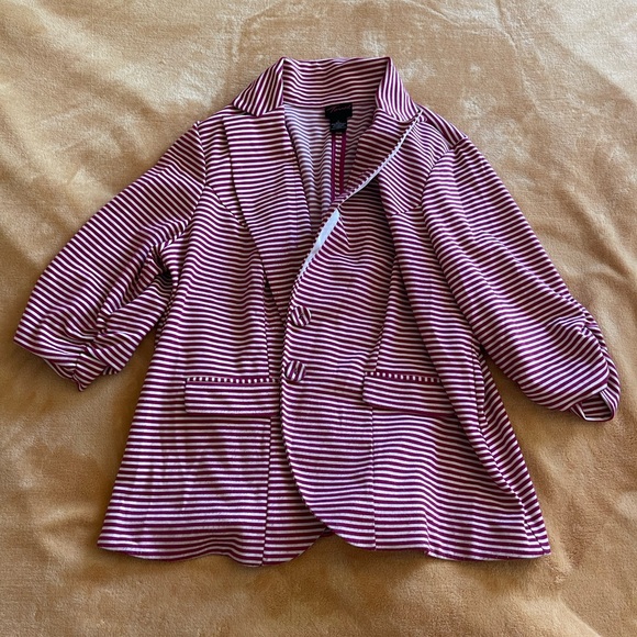 Torrid Redish/Pink and White Striped Blazer - Picture 1 of 4